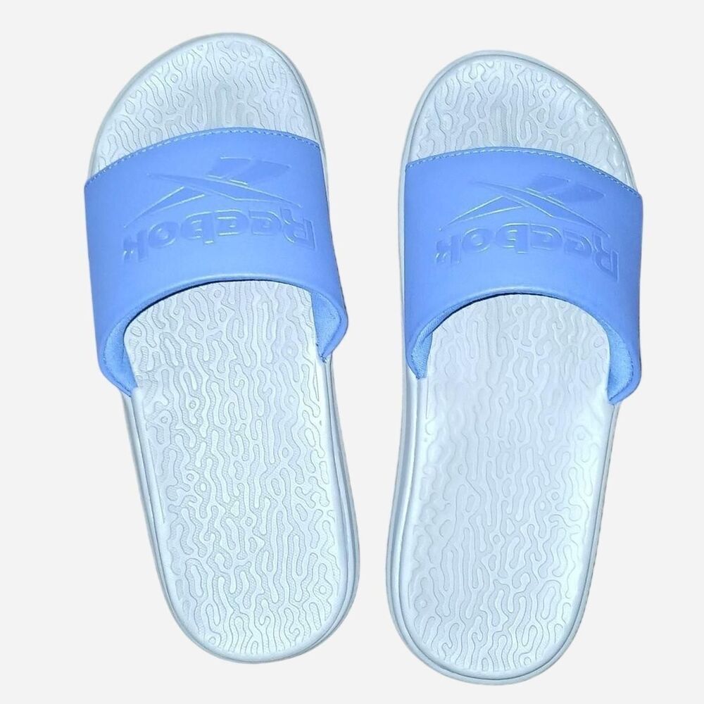 Reebok Men's Blue and Grey Slides